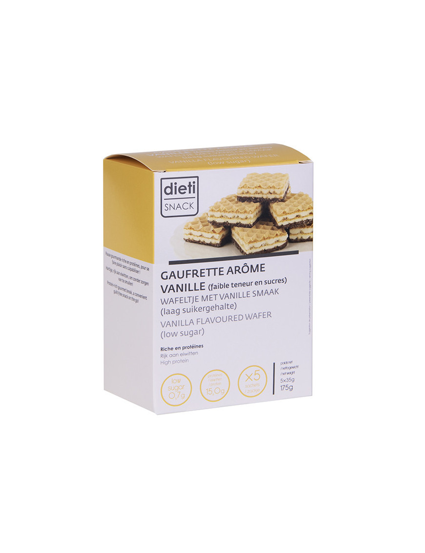 Vanilla flavoured wafer low sugars